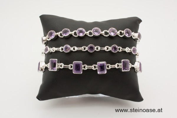 Armband Silber & Amethyst  rund, zart